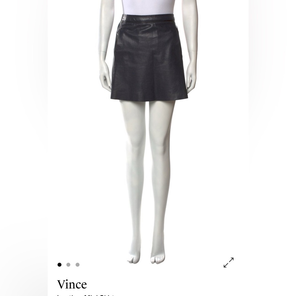 Vince grey A-Line Leather Skirt